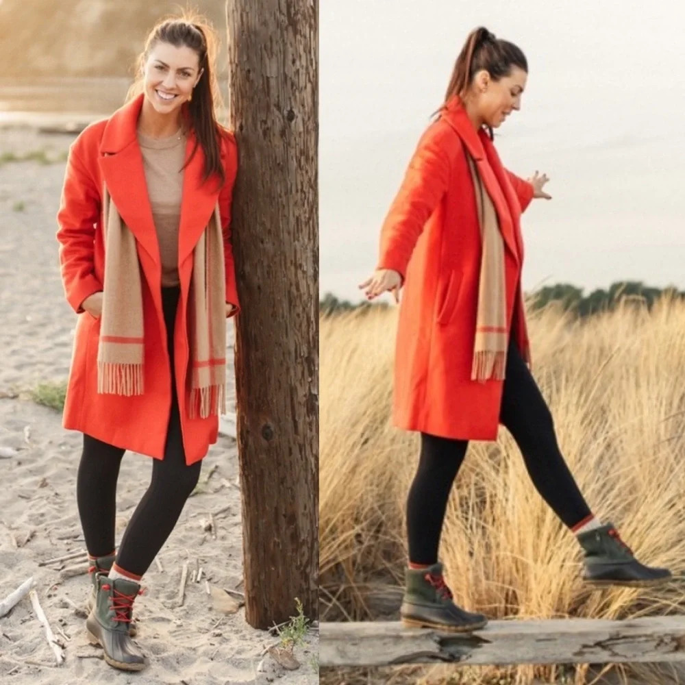 J. Crew Red Radiant Orange Relaxed Topcoat In Italian Wool Cashmere Women's XS
